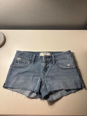Hollister Women's Light Blue Ultra Low Rise Denim Shorts